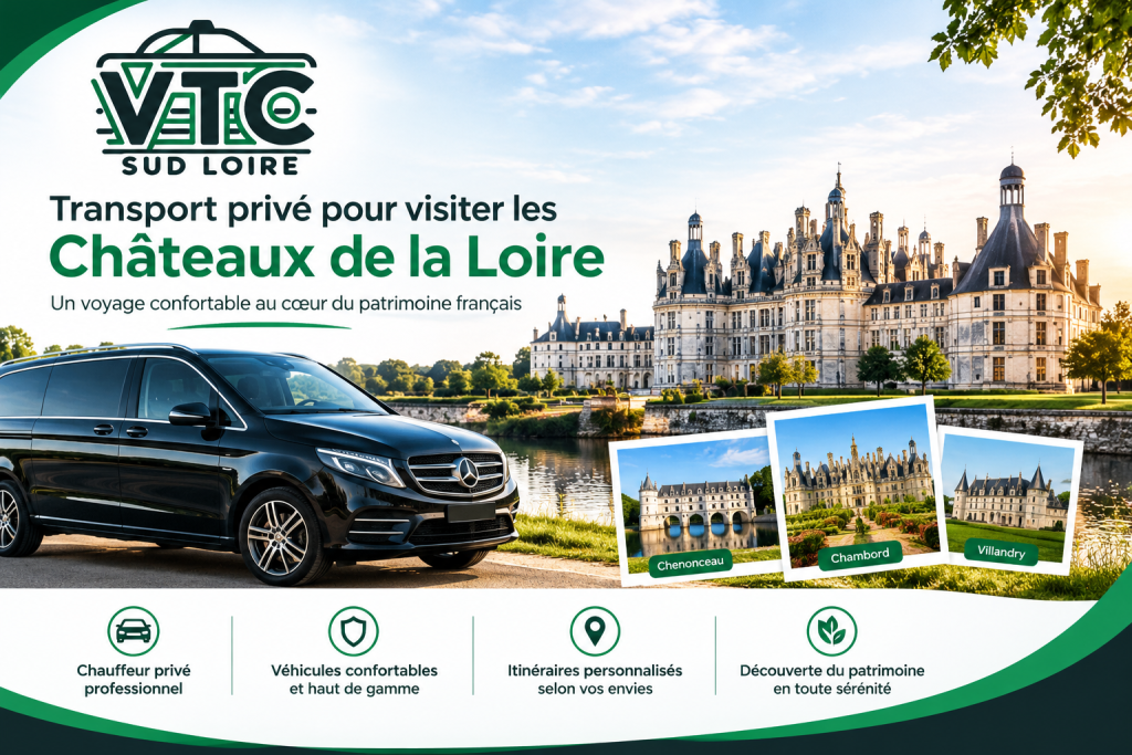 Transport privé pour visiter les Châteaux de la Loire